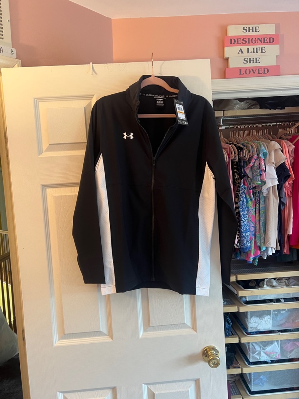 Under Armour Black and White Men’s Rival Stretch Woven Jacket
